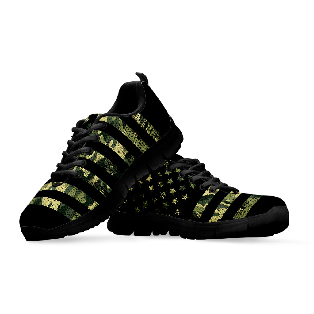 Camouflage American Flag Print Black Sneakers