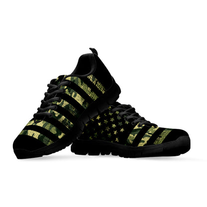 Camouflage American Flag Print Black Sneakers