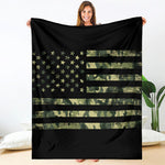 Camouflage American Flag Print Blanket