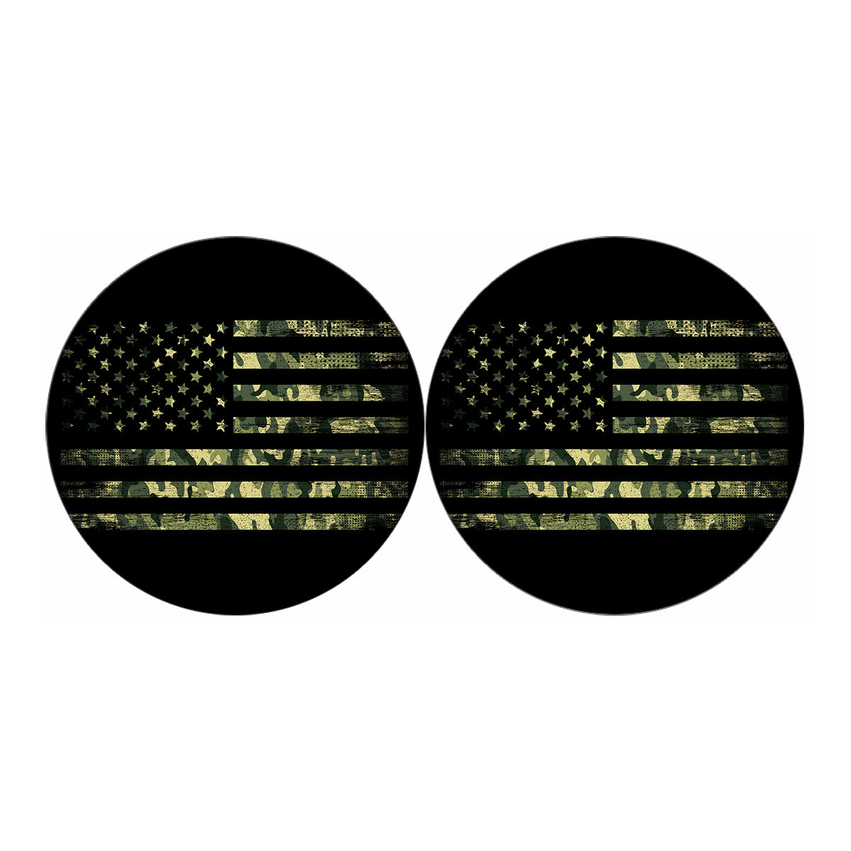 Camouflage American Flag Print Car Coasters