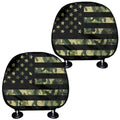 Camouflage American Flag Print Car Headrest Covers