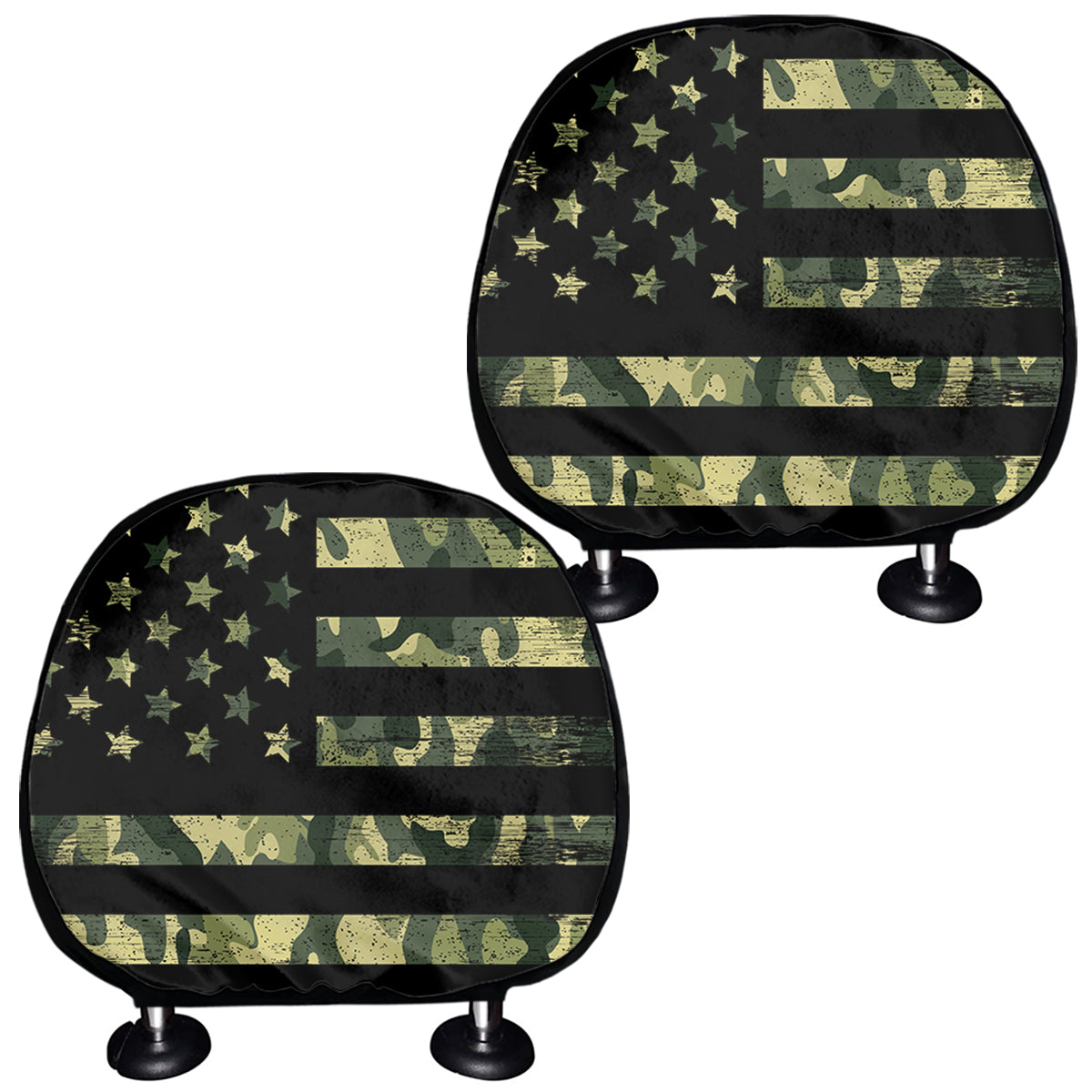 Camouflage American Flag Print Car Headrest Covers
