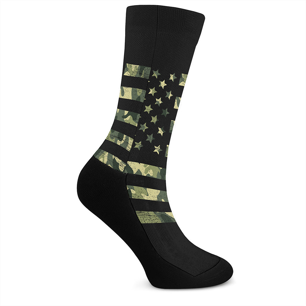 Camouflage American Flag Print Crew Socks