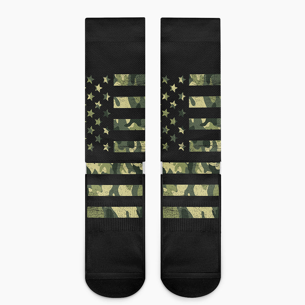 Camouflage American Flag Print Crew Socks