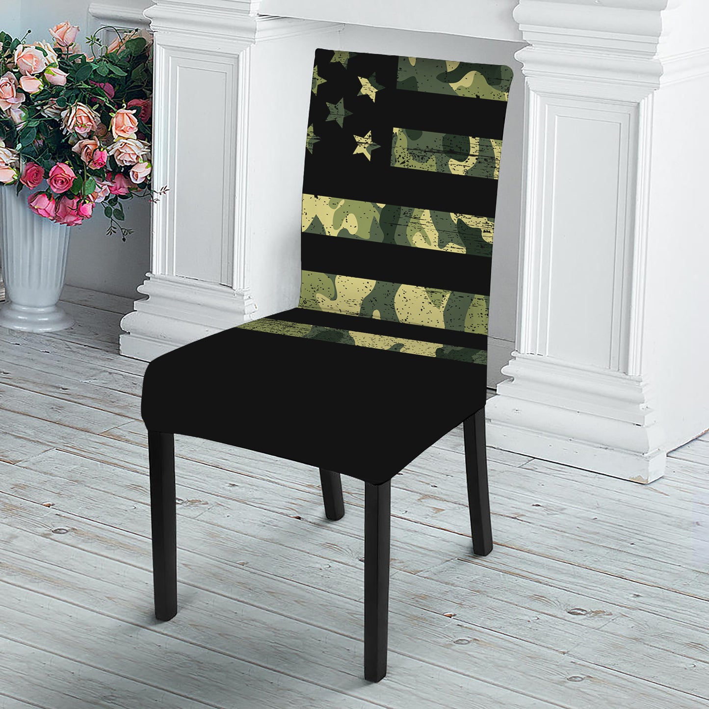 Camouflage American Flag Print Dining Chair Slipcover