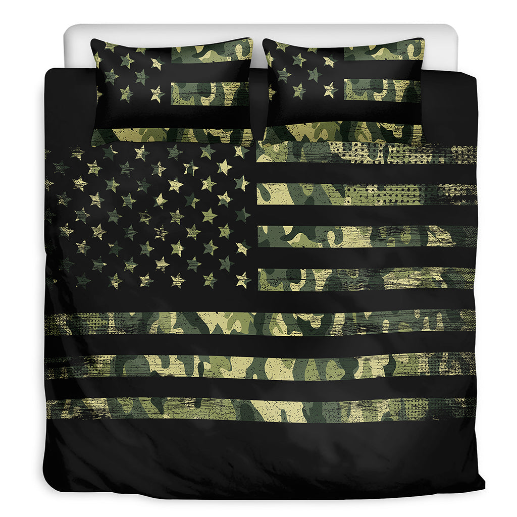 Camouflage American Flag Print Duvet Cover Bedding Set