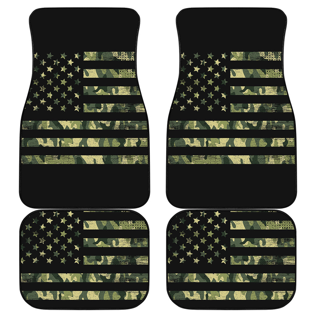Camouflage American Flag Print Front and Back Car Floor Mats