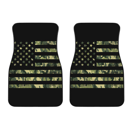 Camouflage American Flag Print Front Car Floor Mats