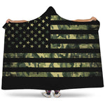Camouflage American Flag Print Hooded Blanket