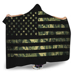 Camouflage American Flag Print Hooded Blanket
