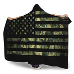 Camouflage American Flag Print Hooded Blanket