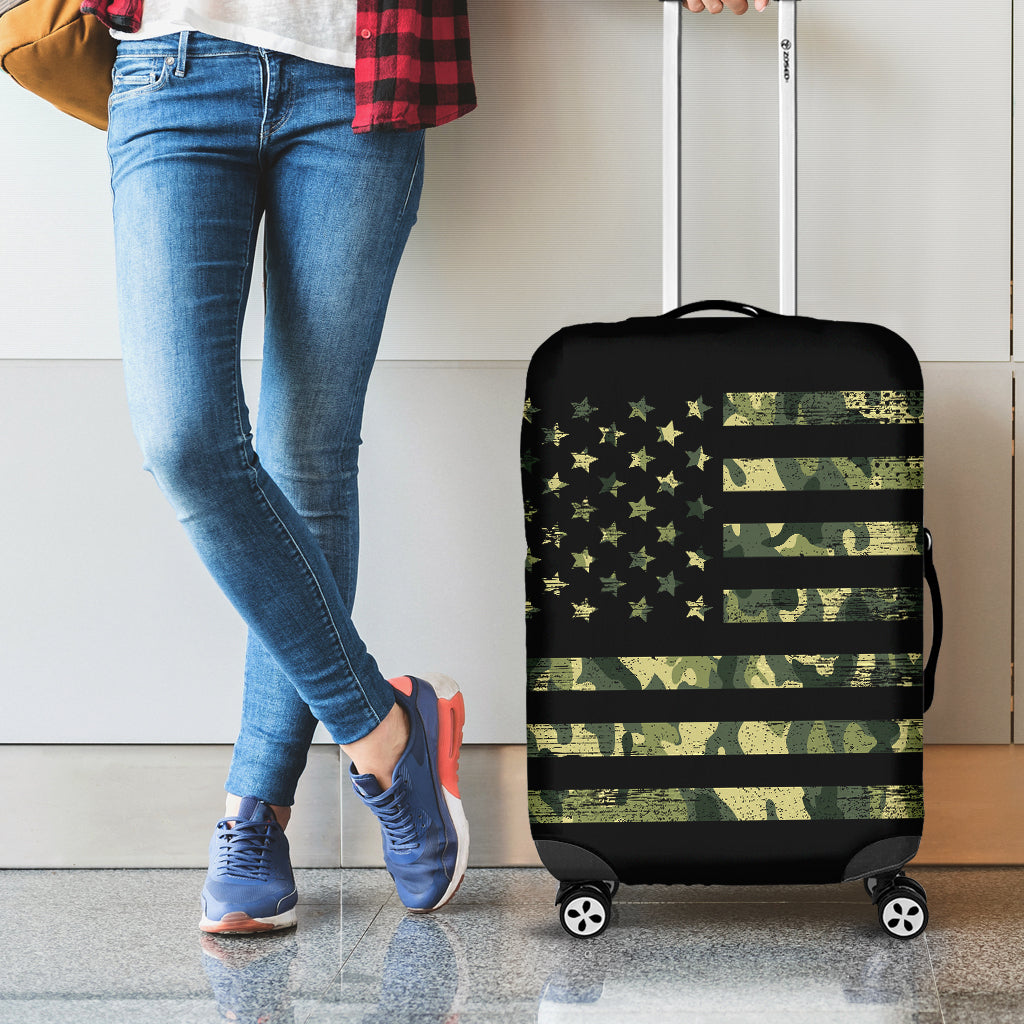 Camouflage American Flag Print Luggage Cover