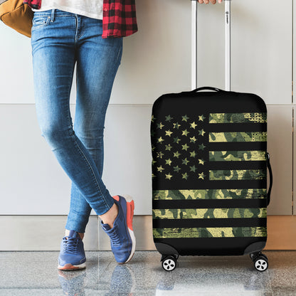 Camouflage American Flag Print Luggage Cover