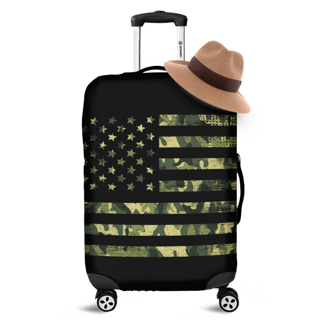 Camouflage American Flag Print Luggage Cover