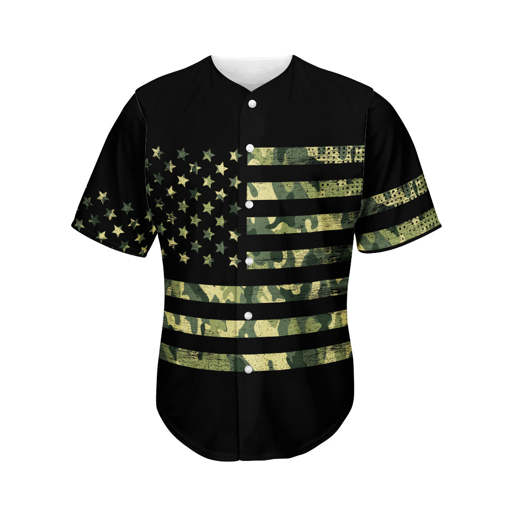 Camouflage American Flag Print Men's Baseball Jersey