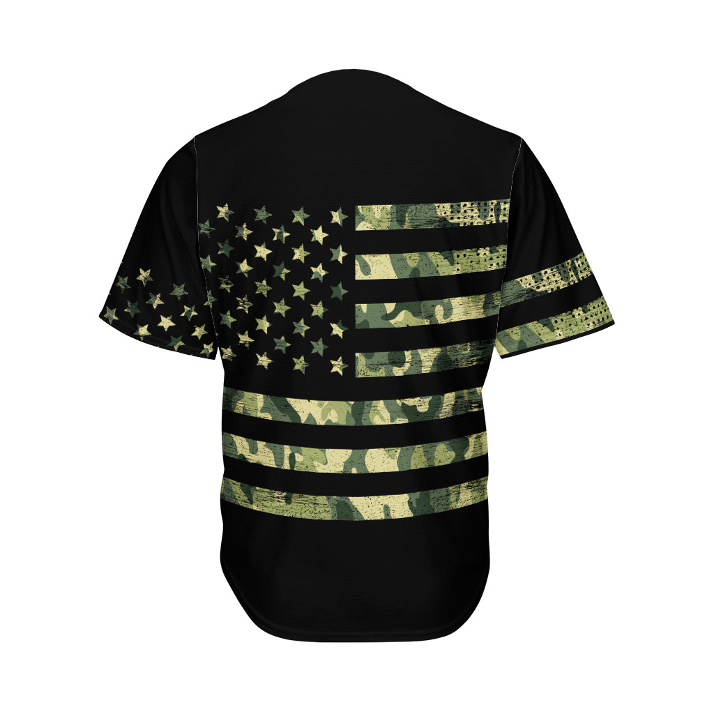 Camouflage American Flag Print Men's Baseball Jersey