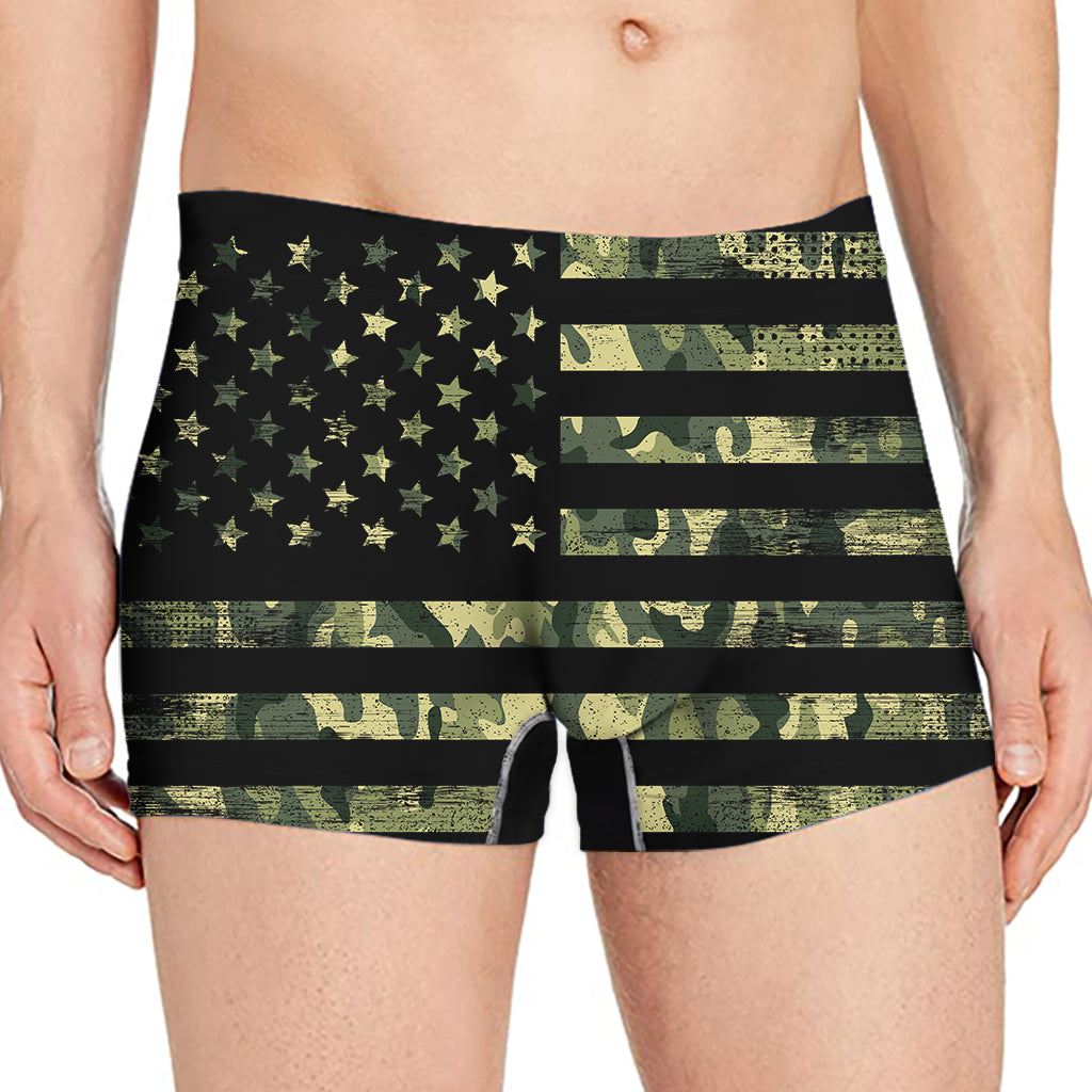 Camouflage American Flag Print Men's Boxer Briefs