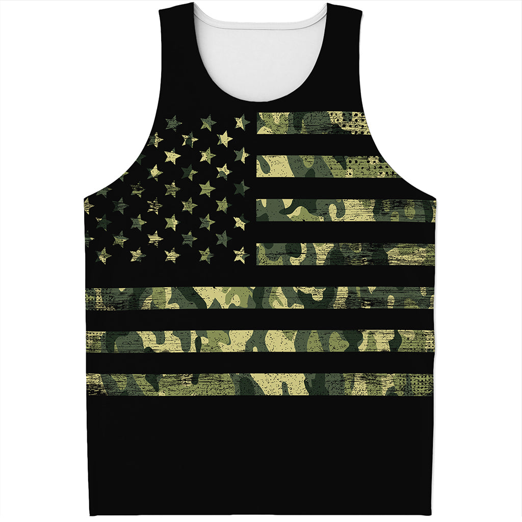 Camouflage American Flag Print Men's Tank Top