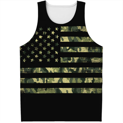 Camouflage American Flag Print Men's Tank Top