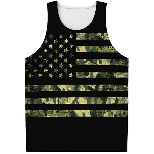 Camouflage American Flag Print Men's Tank Top
