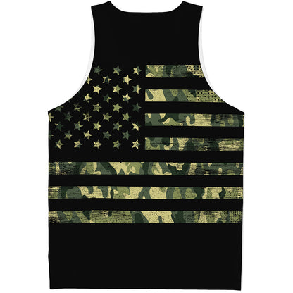 Camouflage American Flag Print Men's Tank Top