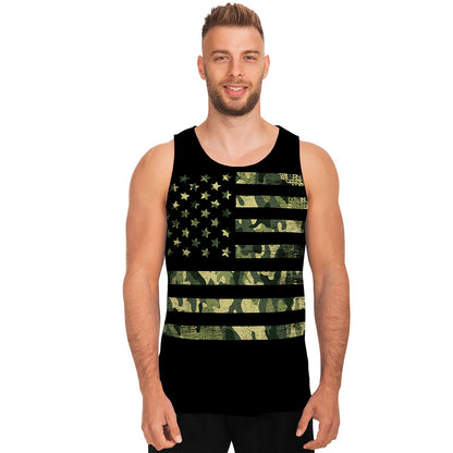 Camouflage American Flag Print Men's Tank Top