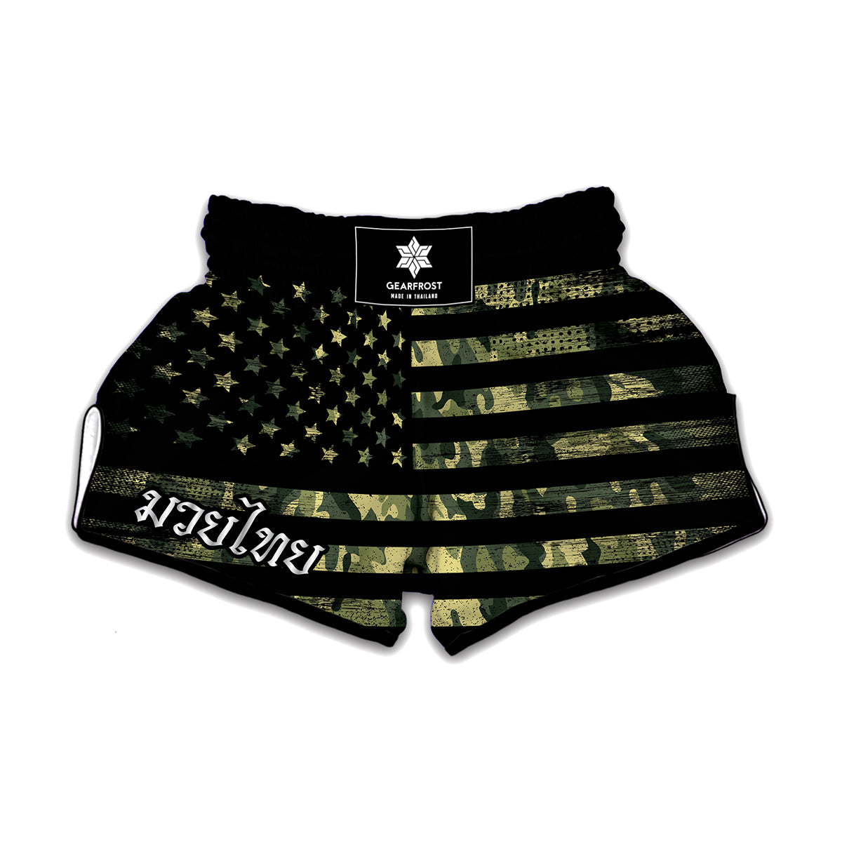 Camouflage American Flag Print Muay Thai Boxing Shorts