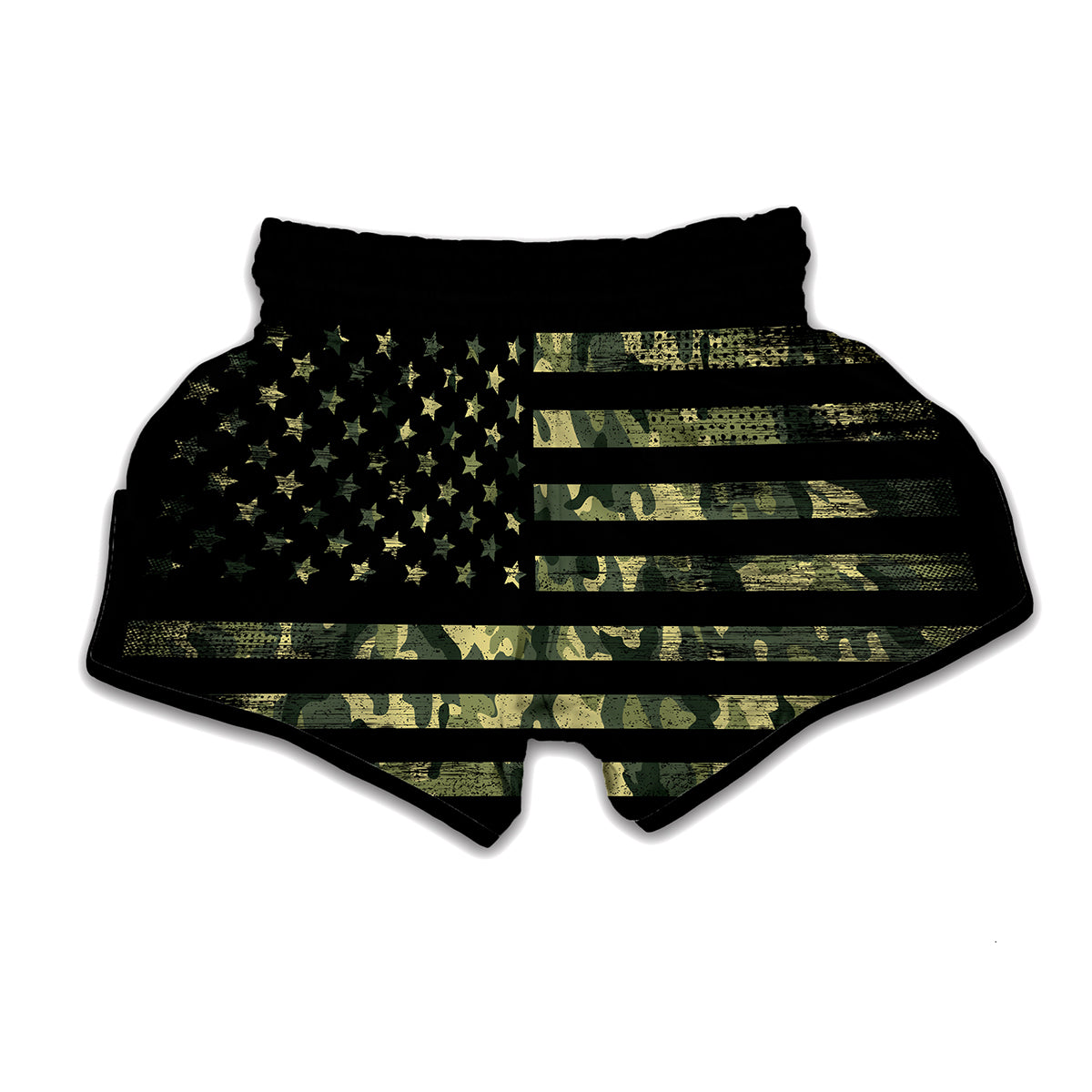 Camouflage American Flag Print Muay Thai Boxing Shorts