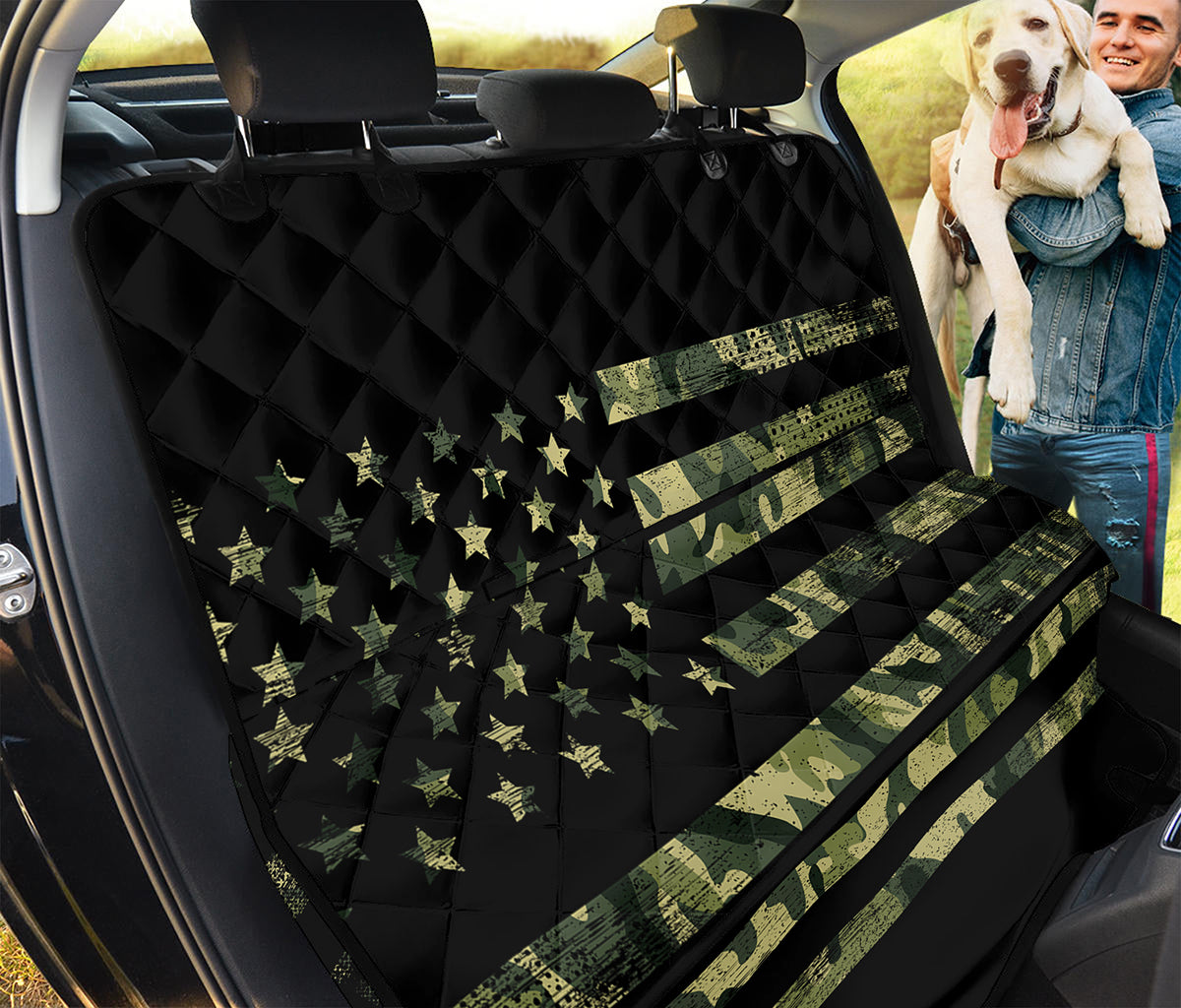 Camouflage American Flag Print Pet Car Back Seat Cover