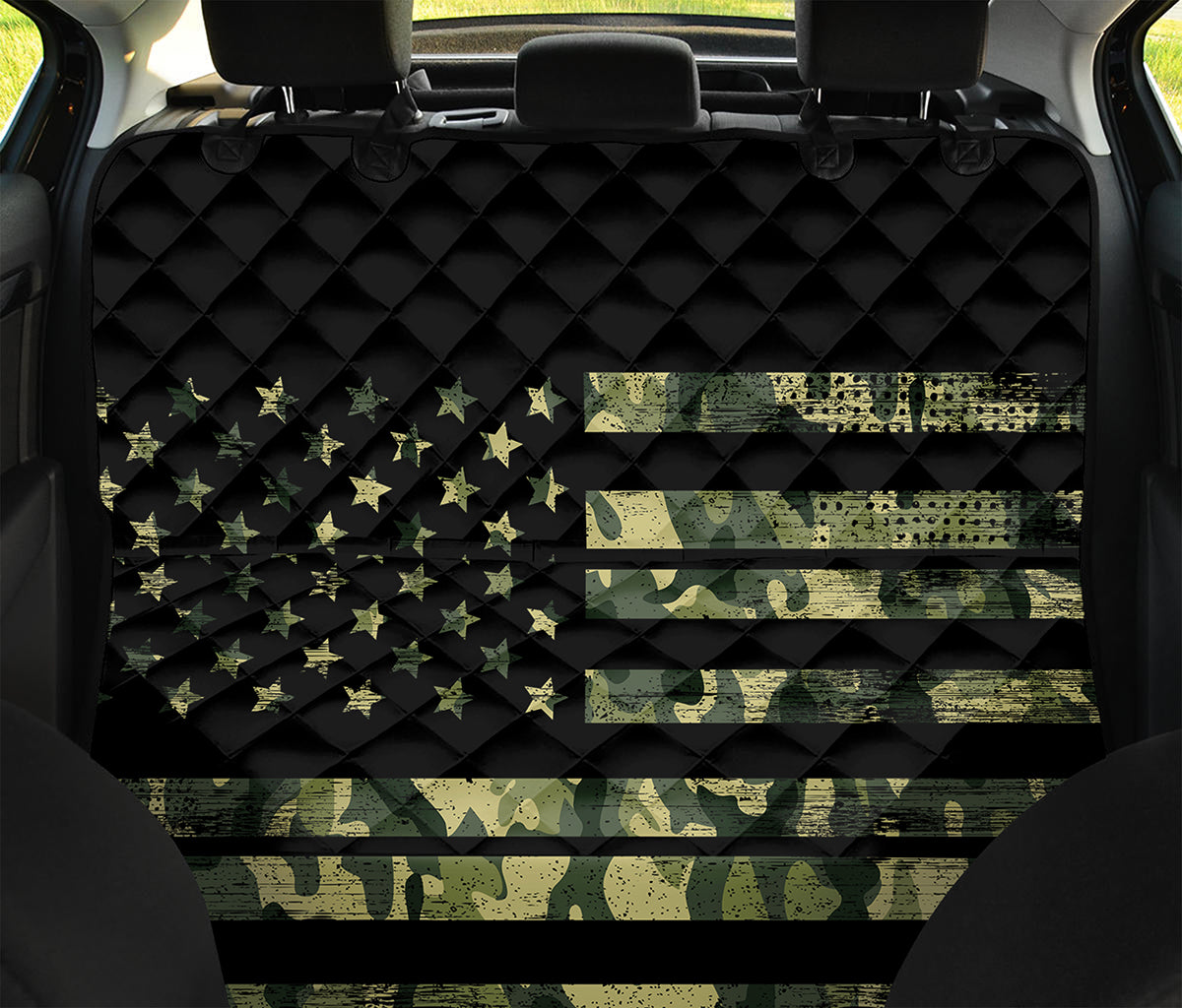 Camouflage American Flag Print Pet Car Back Seat Cover
