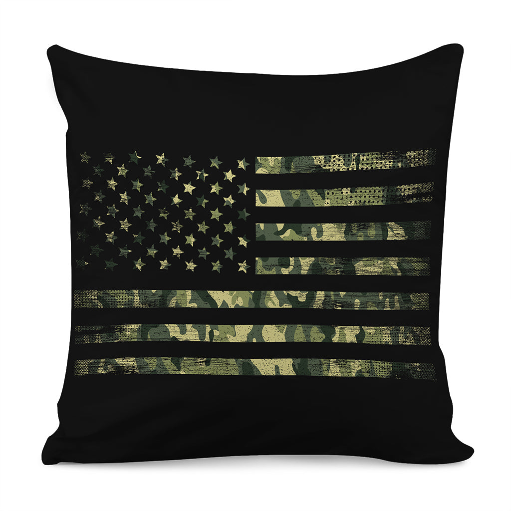 Camouflage American Flag Print Pillow Cover