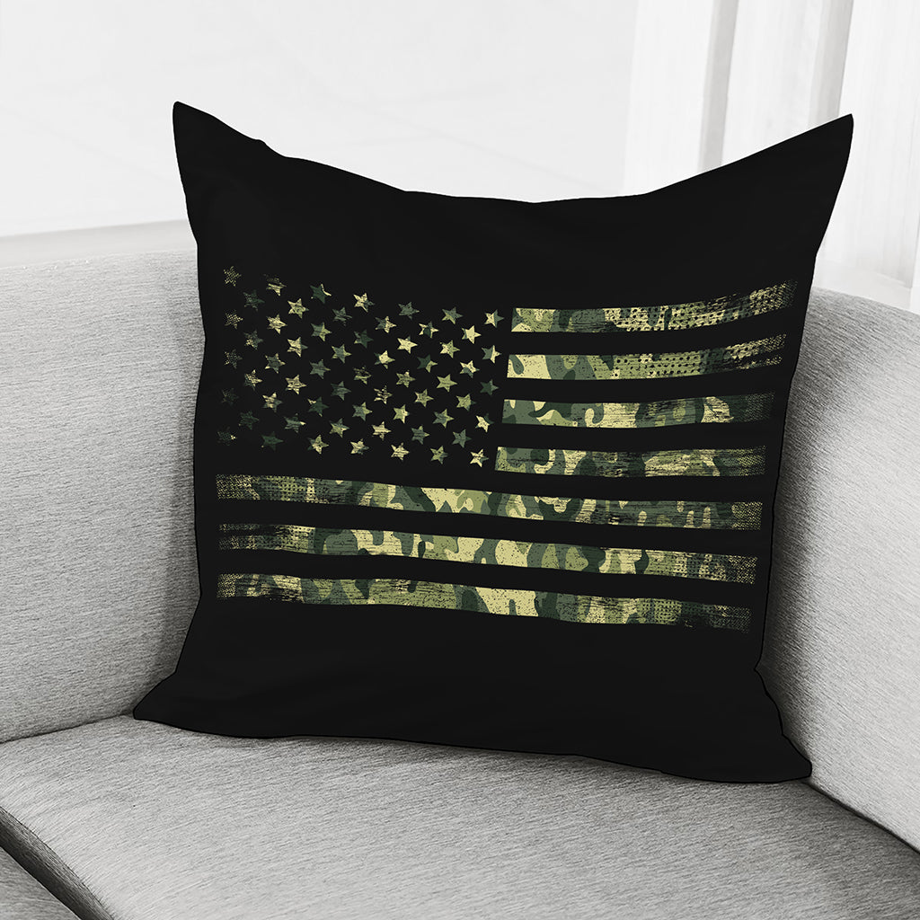Camouflage American Flag Print Pillow Cover