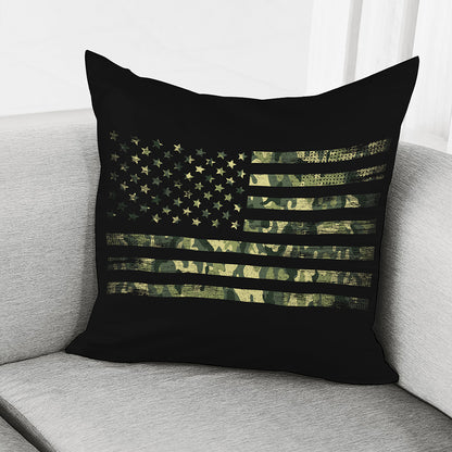 Camouflage American Flag Print Pillow Cover