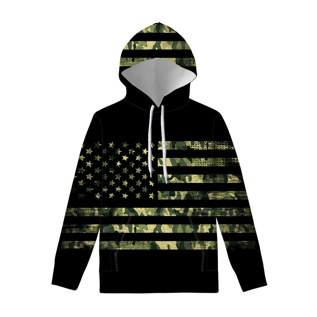 Camouflage American Flag Print Pullover Hoodie