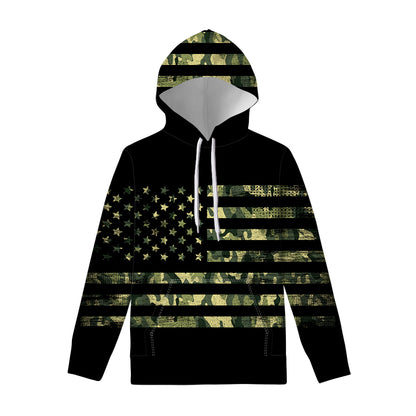 Camouflage American Flag Print Pullover Hoodie