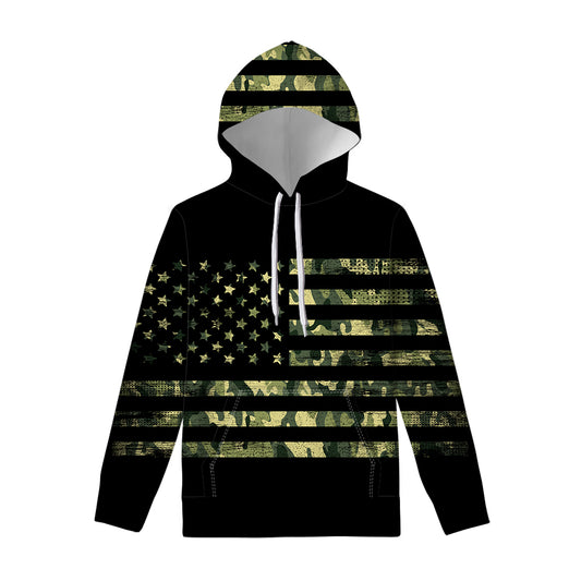 Camouflage American Flag Print Pullover Hoodie