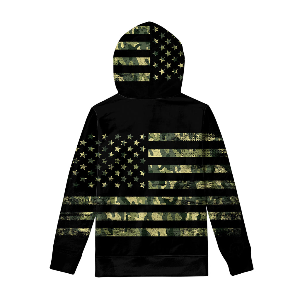 Camouflage American Flag Print Pullover Hoodie