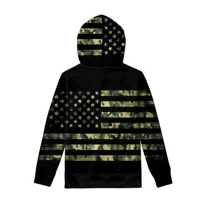 Camouflage American Flag Print Pullover Hoodie
