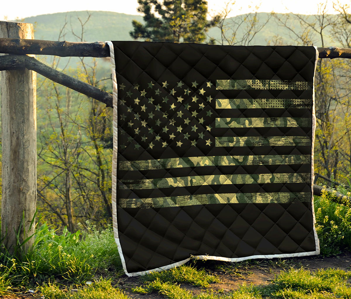 Camouflage American Flag Print Quilt