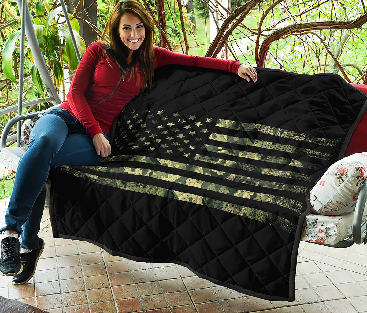 Camouflage American Flag Print Quilt