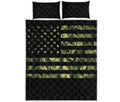 Camouflage American Flag Print Quilt Bed Set