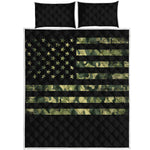 Camouflage American Flag Print Quilt Bed Set