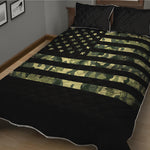 Camouflage American Flag Print Quilt Bed Set