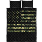 Camouflage American Flag Print Quilt Bed Set