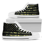 Camouflage American Flag Print White High Top Shoes