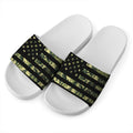Camouflage American Flag Print White Slide Sandals