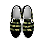 Camouflage American Flag Print White Slip On Shoes