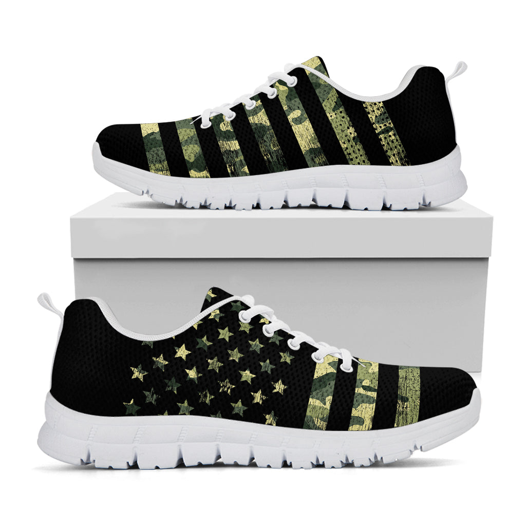 Camouflage American Flag Print White Sneakers