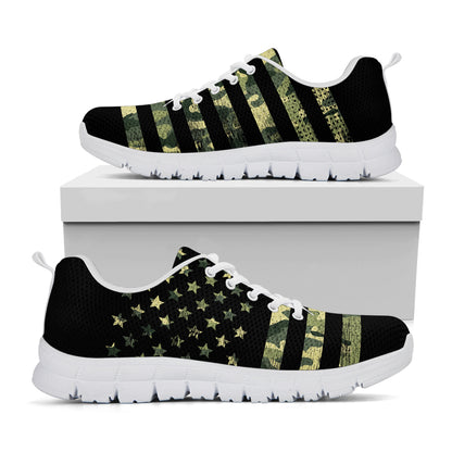 Camouflage American Flag Print White Sneakers