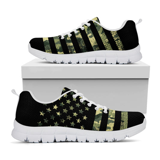 Camouflage American Flag Print White Sneakers